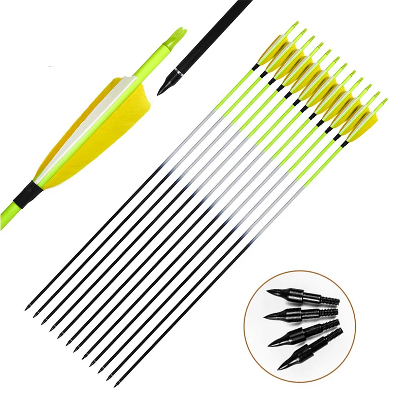 12pcs-Inals-Archery-Carbon-Arrows-Spine-300-600-ID6-2-Shafts-Turkey-Vanes-Points-for-Compound (1)