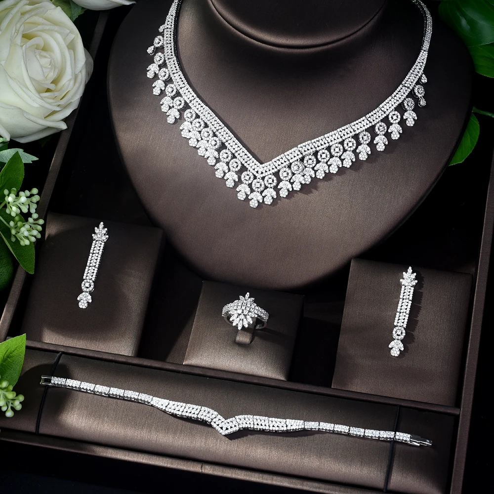 Hibride Nigerian Aaa Cubic Zirconia Bridal Wedding Jewelry Set