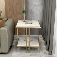 Table d'appoint pour canapé de luxe, panneau de roche, salon, Simple et créatif, Table de chevet carrée, petite Table basse d'angle