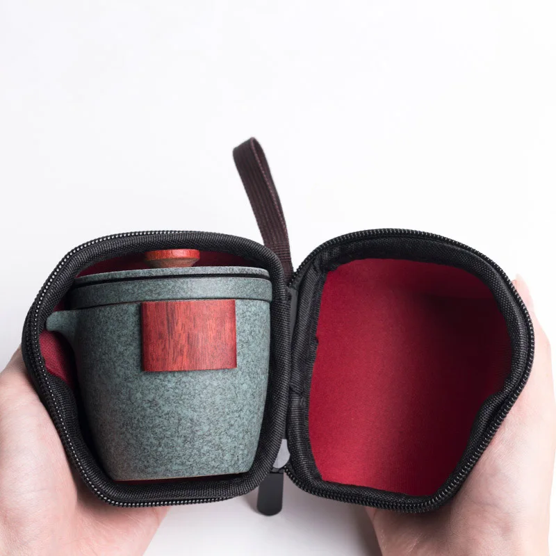 LUWU ceramic teapot gaiwan 2 cups tea sets portable travel tea set travel bag tea set