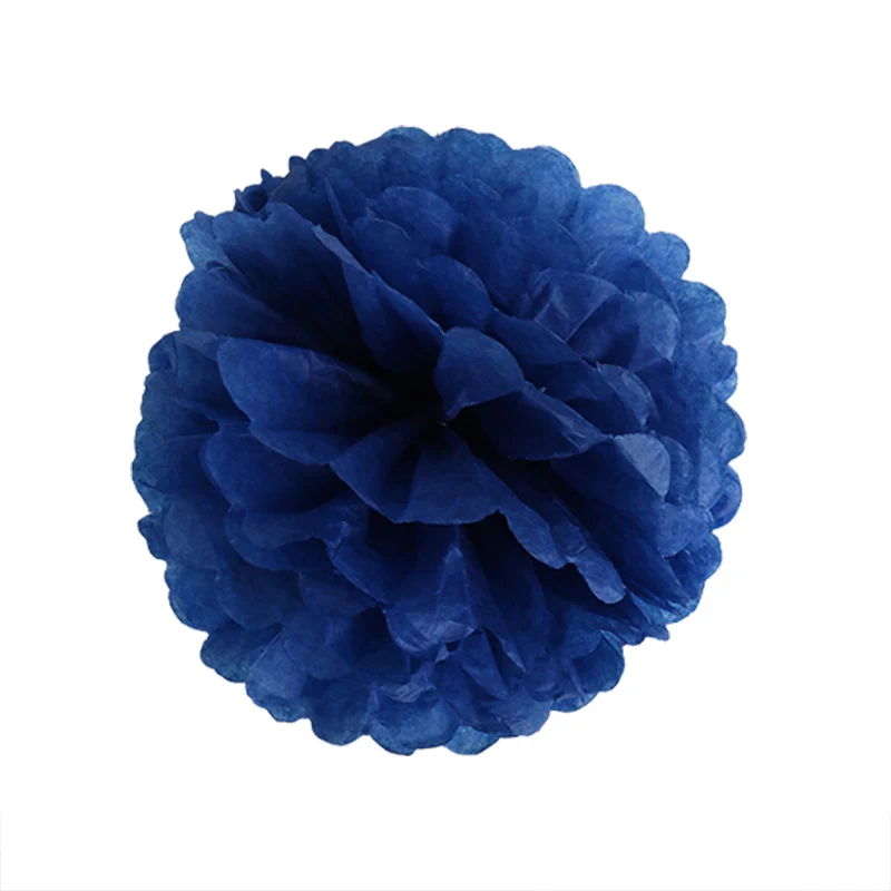 5 шт 20 см помпоны из оберточной бумаги цветок свадебное украшение гирлянды DIY букет из бумажных цветов Baby Shower День рождения украшения - Цвет: drak blue