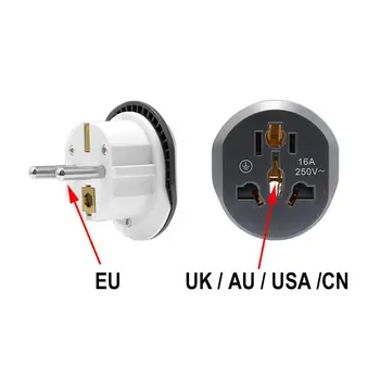 

Universal EU Plug Adapter US to EU converter Socket AU US UK CN To EU Wall Socket AC 16A 250V Travel Adapter Converter Connector