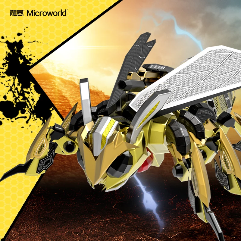 Microworld mechanical Hornet model kits DIY laser cutting Jigsaw puzzle fighter model 3D metal Puzzle Toys for Children gifts 3