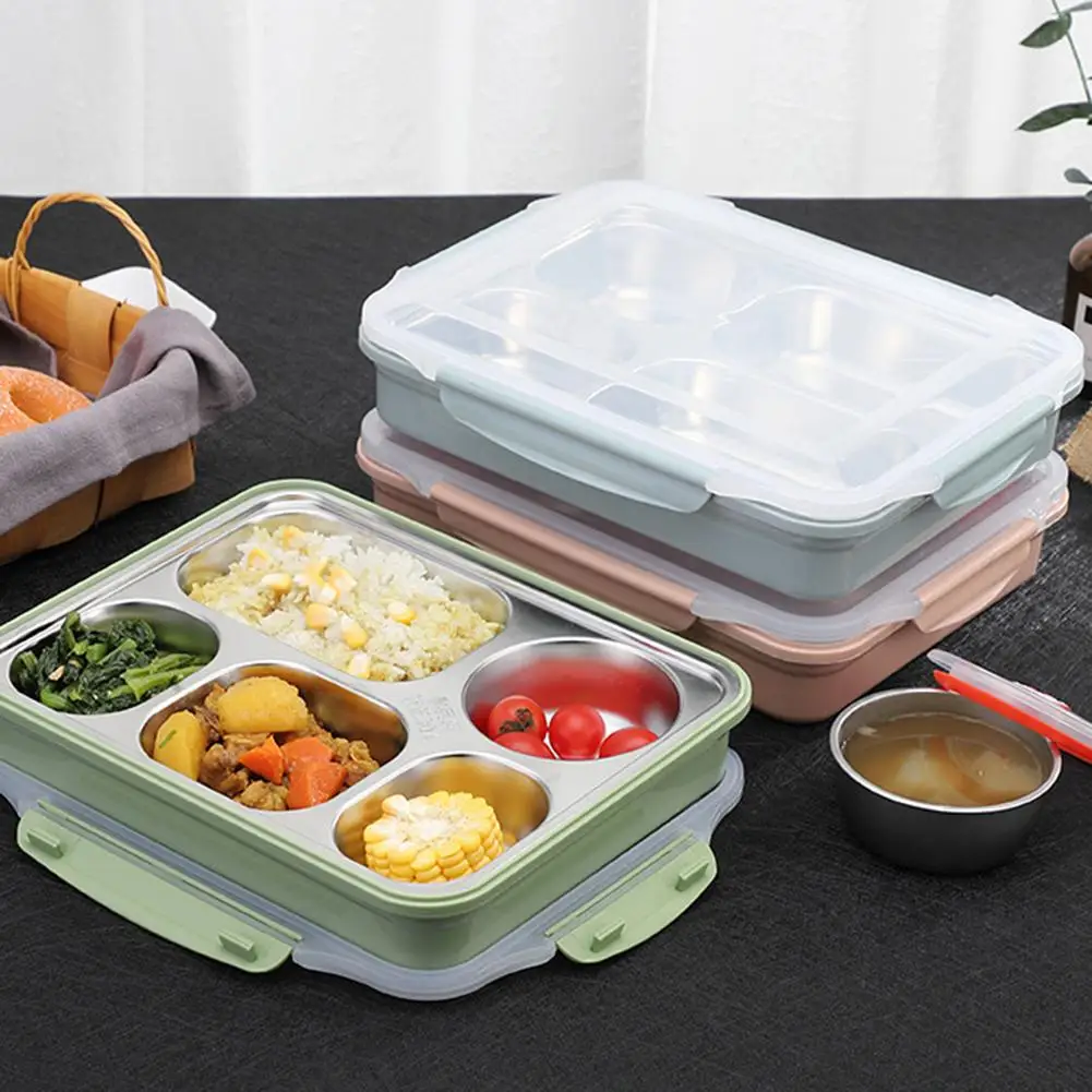 Портативный 5 сетки Снэк Ланч Bento Box герметичный контейнер для хранения еды посуда