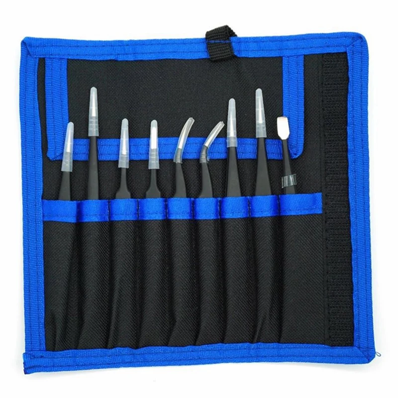 Набор пинцетов 9 шт. антистатические прецизионные пинцеты из нержавеющей стали