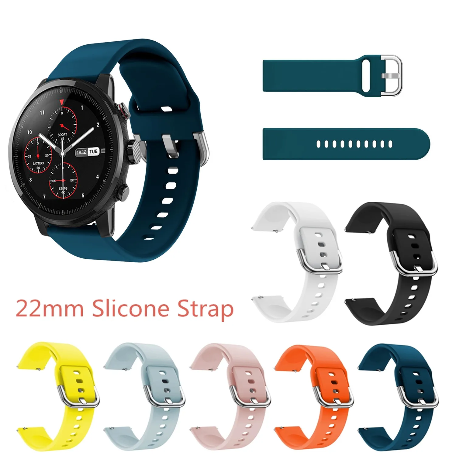 Силиконовый ремешок для Xiaomi Huami Amazfit GTR 47 мм регулируемый ремешок с пряжкой для часов для Amazfit Stratos 2 pace Смарт-часы
