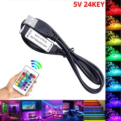 5 12 24 V USB Lights Led Strip RGB USB Remote Controller 5V 12V 24V Volt USB LED Strip Remote Controller 24 Key Wireless
