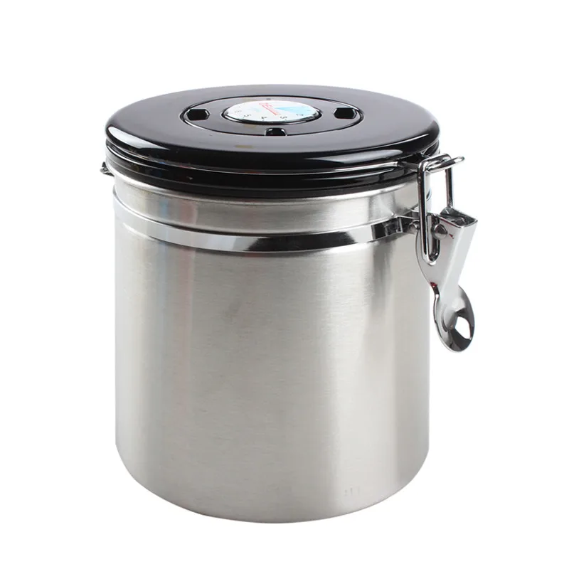1800ml 1.5L/1.8L герметичный контейнер для кофе из нержавеющей стали с ложкой, контейнер для хранения кофе, муки, сахара, баночки для кофейных зерен - Цвет: 1800ml
