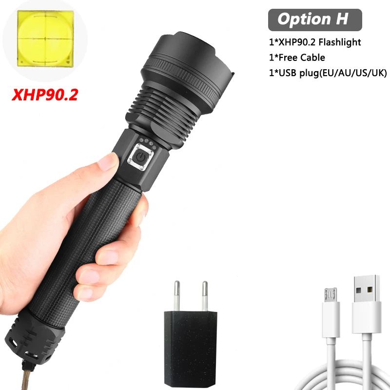Option H Z30 xhp90самый мощный светодиодный светильник-вспышка с usb зумом тактический фонарь xhp50 18650 или 26650 перезаряжаемый аккумулятор ручной светильник для охоты - Emitting Color: Option H