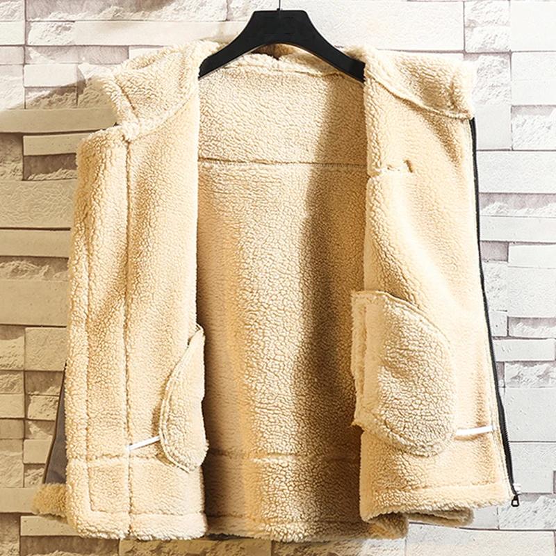Китайская онлайн Мужская Шуба зимняя теплая одежда 5XL Японский Корейский стиль винтажные свободные кожаные куртки и пальто из искусственного меха B783