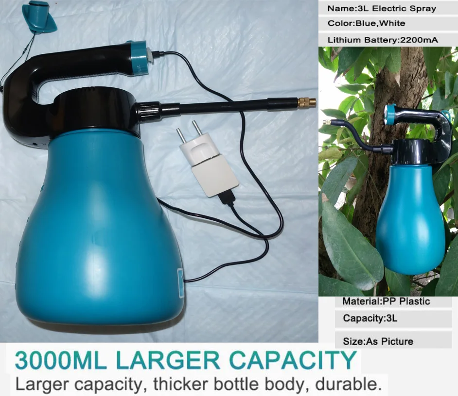3L Tools Rotatable Nozzle Electric Sprayer Automatic Garden Portable Pot Adjustable Watering Can High Pressure USB Charge Bottle