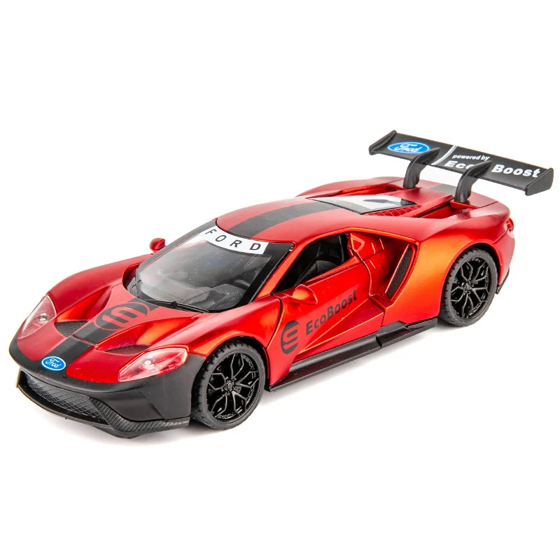1:32 Масштаб FORD-GT игрушечный автомобиль автомобили металлическая модель оттяните автомобиль Звук Свет Супер гоночный автомобиль игрушки для мальчиков машина игрушка волшебный трек - Цвет: Red no box