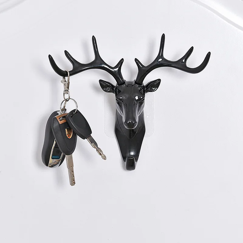 

Creative deer head seamless hook key bag and other hooks three-dimensional wall hanging plastic sticky hook