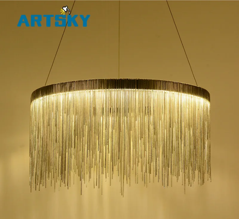 Современный Art Deco алюминиевая цепочка из латуни простой кулон для Вилла украшение для отеля и ресторана