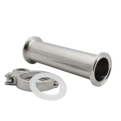 19/25/32/38/45/51mm Sanitary Spool Tube Ferrule 50.5/64mm Flange + silica Gasket +Tri Clamp Pipe Fittings Length 100/200/500mm