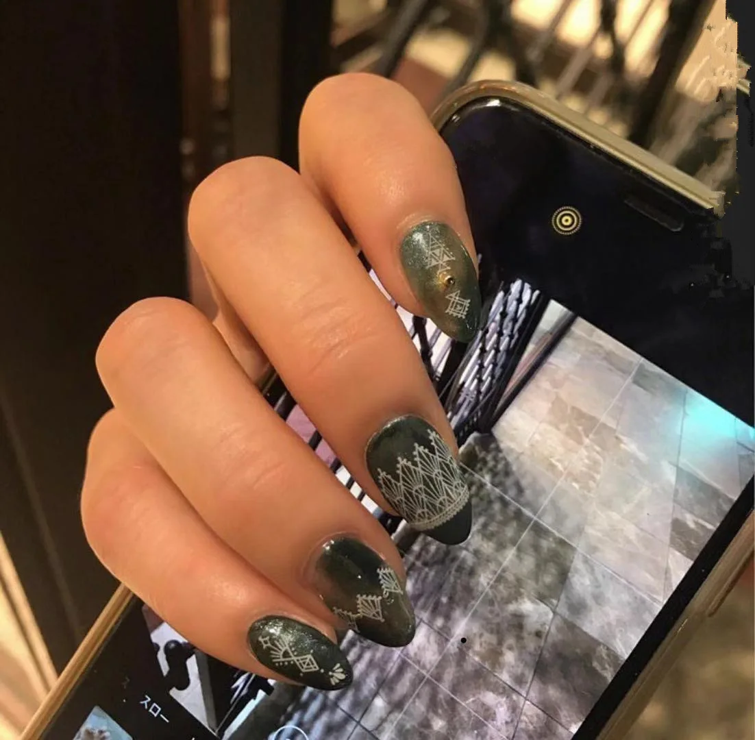 1 шт змеиная кожа стикеры 3D на ногти Nail Art джинсы сетка черно-белые геометрические узоры Самоклеящиеся 3D наклейки для ногтей слайдер DIY