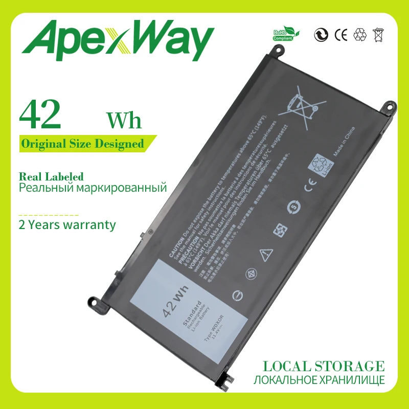 Apexway 42WH WDXOR T2JX4 3CRH3 New Laptop Battery for Dell Inspiron 14 7000 5567 7560 7472 7460-d1525s Latitude 3488 3580 | Компьютеры и