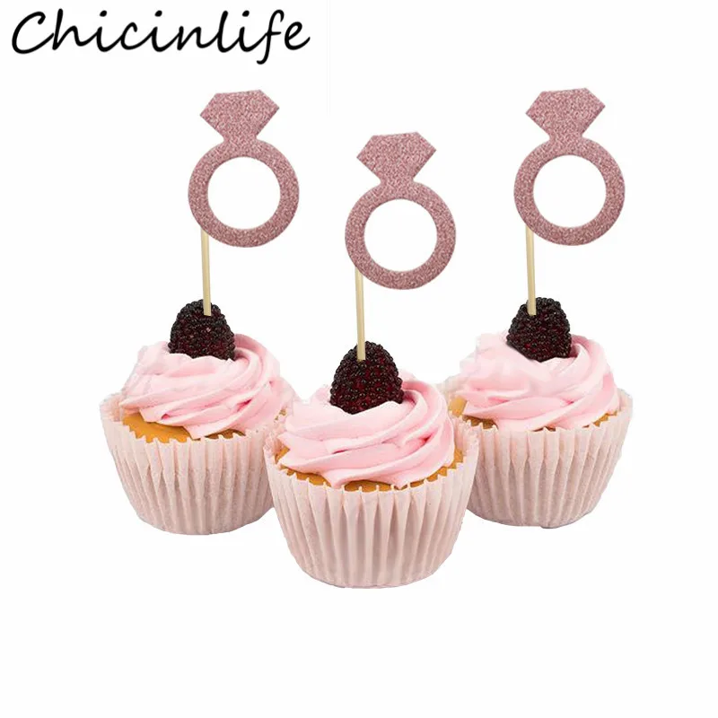 Chicinlife 10 бриллиантовое кольцо топперы для кексов Свадебная вечеринка свадебный