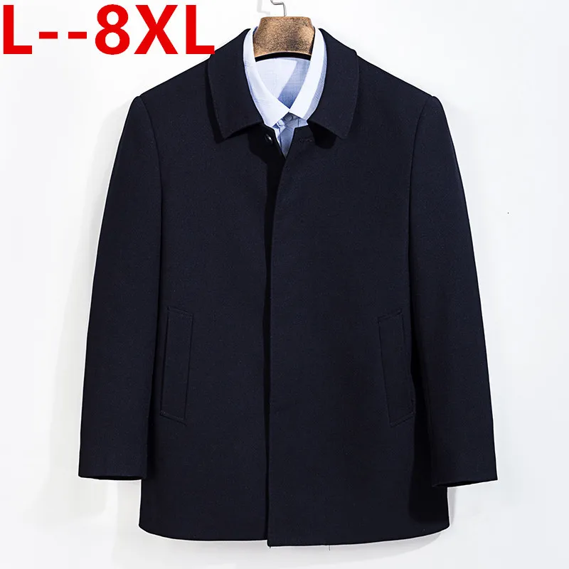 10XL 8XL 6XL 5X мужское шерстяное пальто, зимняя кашемировая куртка, мужское короткое однобортное пальто с отложным воротником, шерстяные пальто