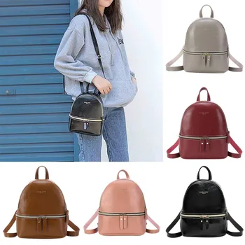 

New Fashion Lady Shoulders Bag Small Backpack Letter Leather Backpacks Purse Mobile Phone Pack Simple Casual Women Backpack #C1