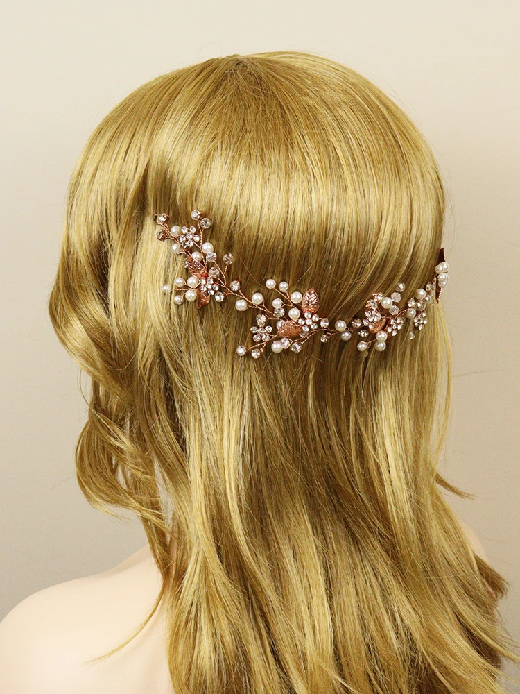 Rose gold Leaves Headbands Floral Hair Vine Women Hairband Tiaras Wedding Party Hair Decoration Bridal Accessories