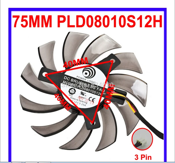 New 75MM PLD08010S12H Cooler Fan For Gigabyte HD 6850 7970 GTX 460 GTX560Ti R270X AMD R7 260x Graphics Video Card Cooling Fans | Компьютеры
