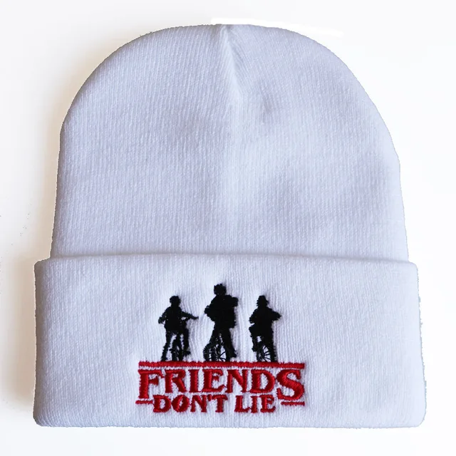 Cosplay Stranger Things Friends Don't Lie Knitted Warm Winter Hats Fans Men Women Boys Girls Hat Cosplay Birthday Gift white 2