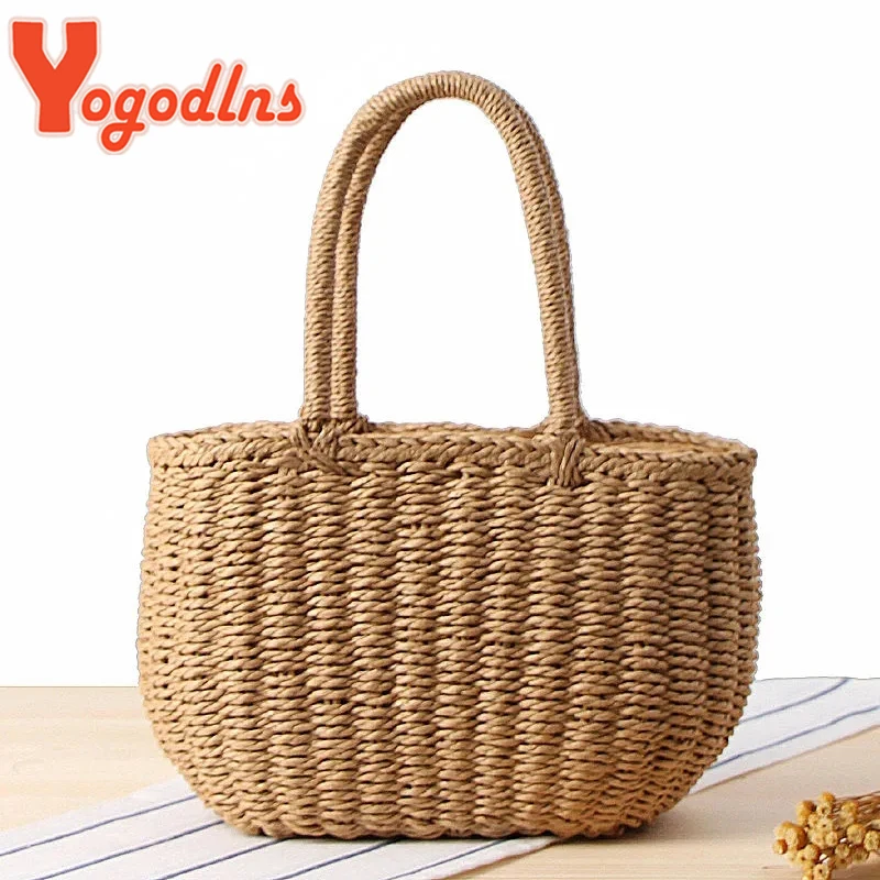 Summer Straw Bag Women Large Capcity Handle Bag Handmade Weave Totes Bag Trendy Rattan Beach Bags Fashion Vacation Bags