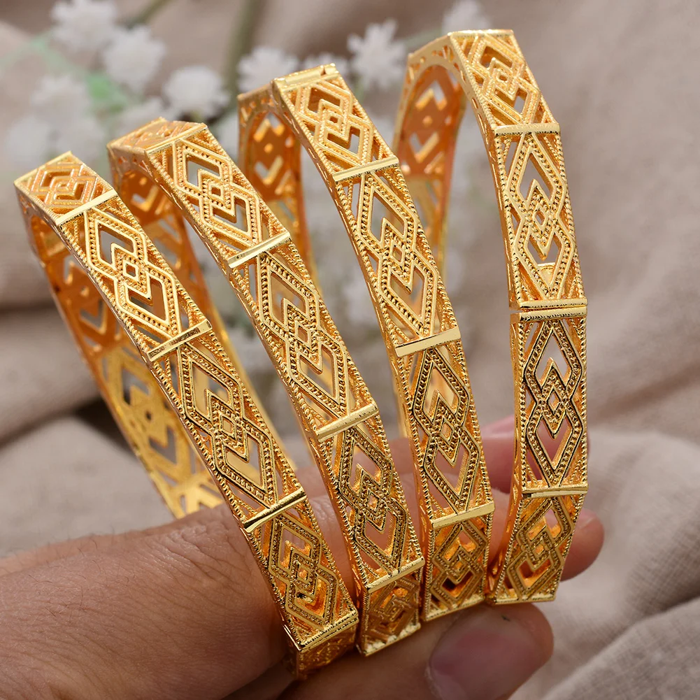 Lot de 4 bracelets de luxe en cuivre pour femmes, bijoux de dubaï, France,  couleur or, accessoires pour femmes africaines et filles Articles  d'expédition gratuits au Nigeria - AliExpress