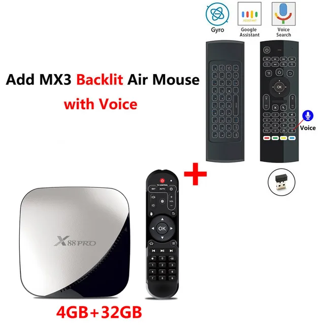 4GB32GB add mx3l mic X88 PRO tv Box Android 9,0 4 Гб ram 64 ГБ 32 ГБ Google Voice Assistant RK3318 четырехъядерный 2,4G Wifi поддерживает YouTube 4K HD телеприставка - Цвет: 4GB32GB add mx3l mic