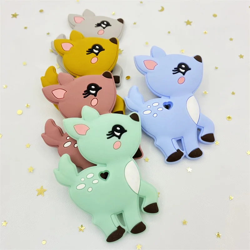 1pcs Food grade Silicone Baby Teether infant Teething Toy Animal bear rabbit cat dinosaur Beads DIY hippo lion gift chewable