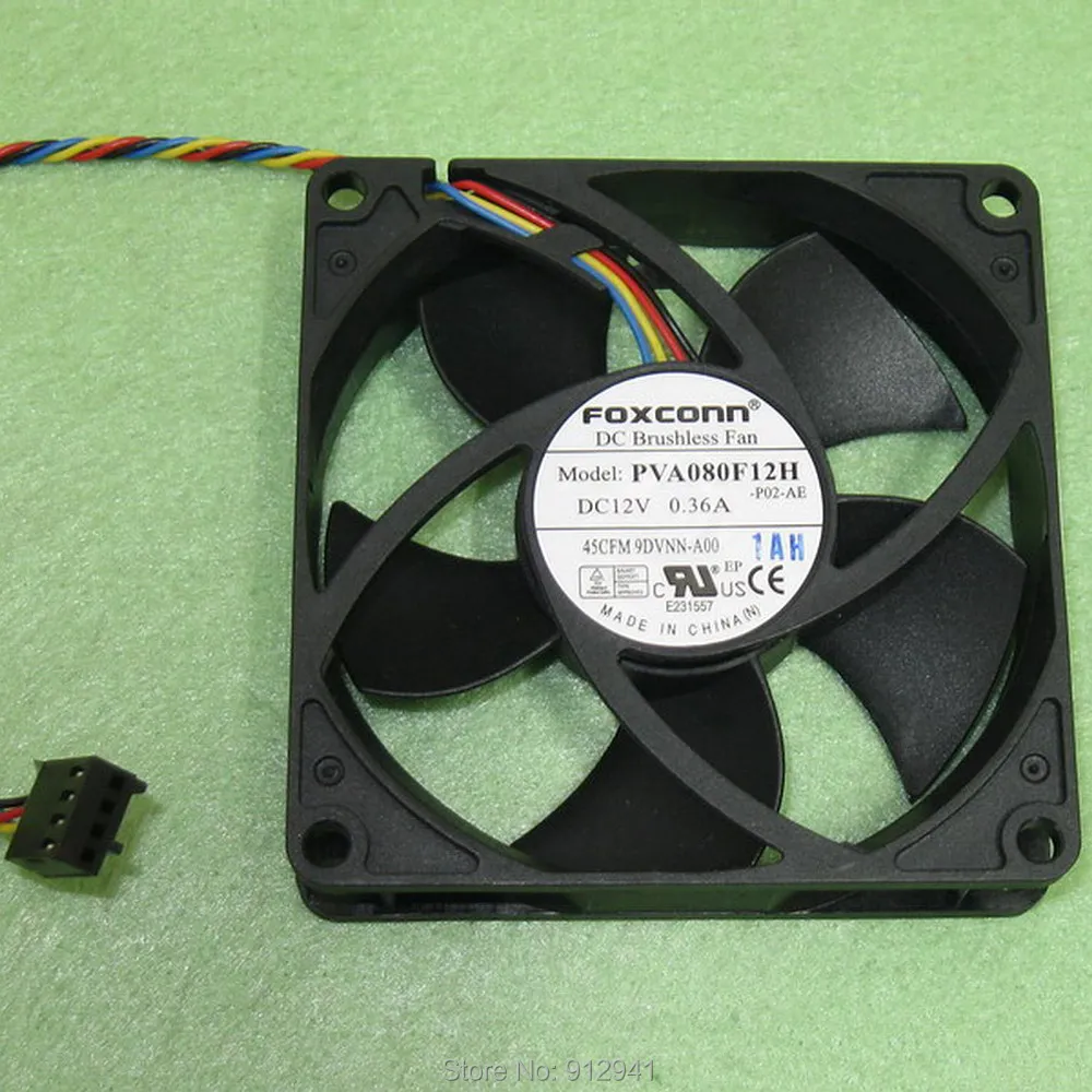B22 Foxconn PVA080F12H 8020 80 мм x 20 DC бесщеточный PWM охлаждающий вентилятор 12 В 0.36A 4 провода 4Pin