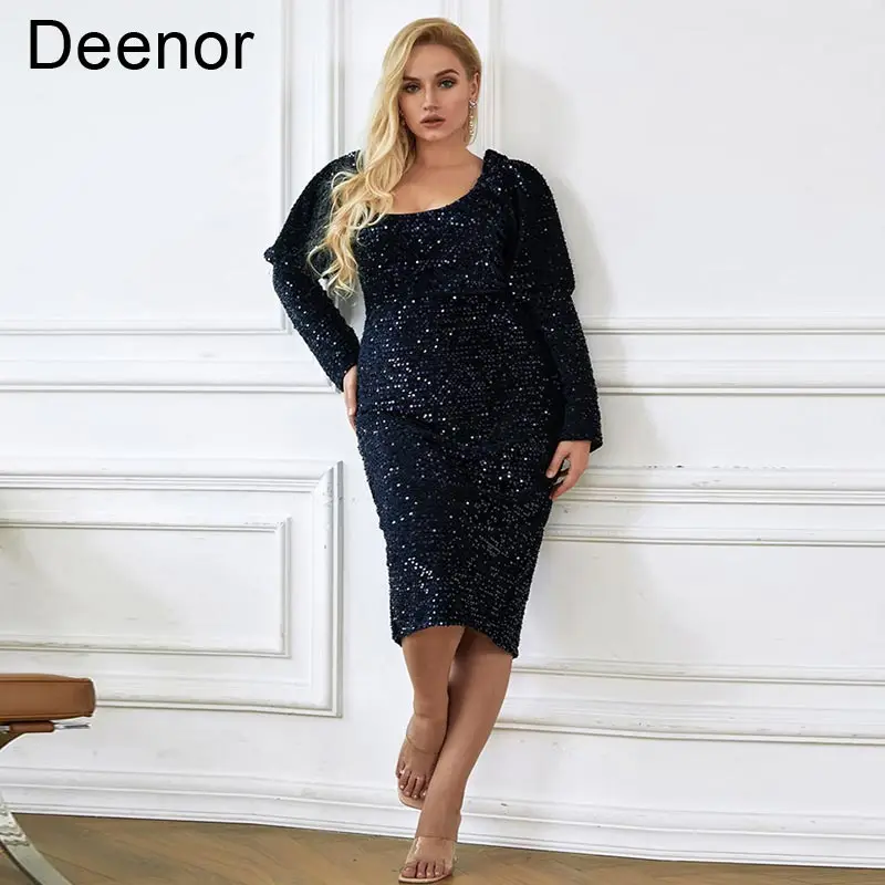 

Женское платье с бусинами Deenor, модное вечернее платье с длинным рукавом и блестками, элегантные модные женские платья