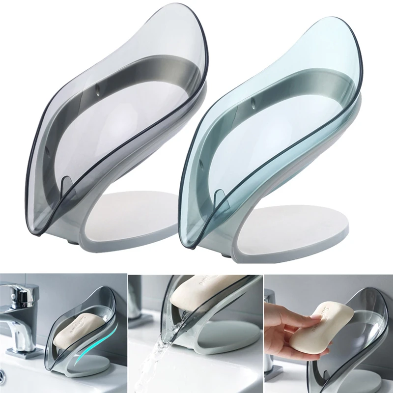 Porte-savon en forme de feuille, boîte porte-savon, antidérapant, ventouse, égouttoir, voyage, accessoires de salle de bains