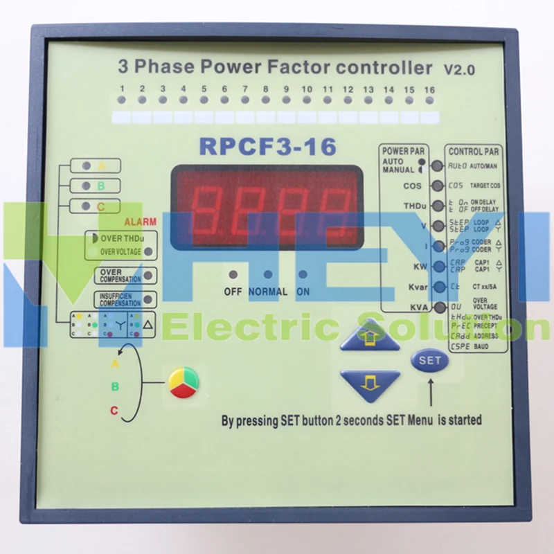 Split Phase Power Factor Correction 16step Jkwf16/ RPCF-16 220v Reactive power compensation controller