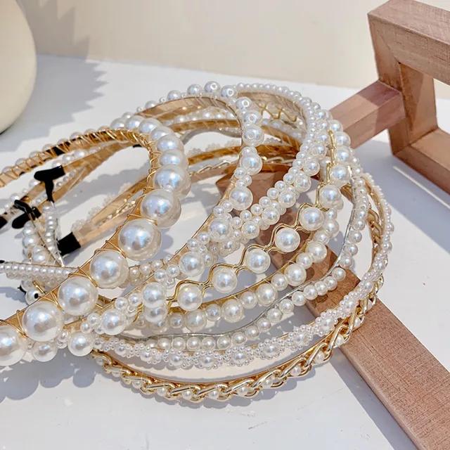 [Xwen] 2021 New Pearl Chain Simple Women Hairpin Girls Hairband French Haircut Bundle Headband Fashion Accessories OH168809