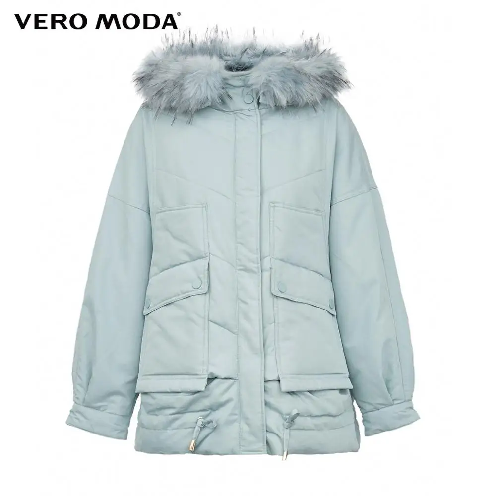 Vero Moda Новое Женское зимнее пальто свободного кроя с меховым воротником и открытыми плечами верхняя одежда с подкладкой | 319409518