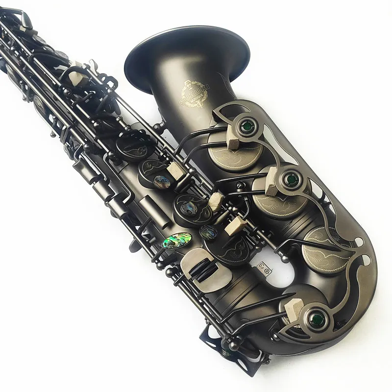 Saxophone Musical Instrument Japan suzuki Retro Eb Alto Unique Matte Black Nickel Plated Carved Surface With Case
