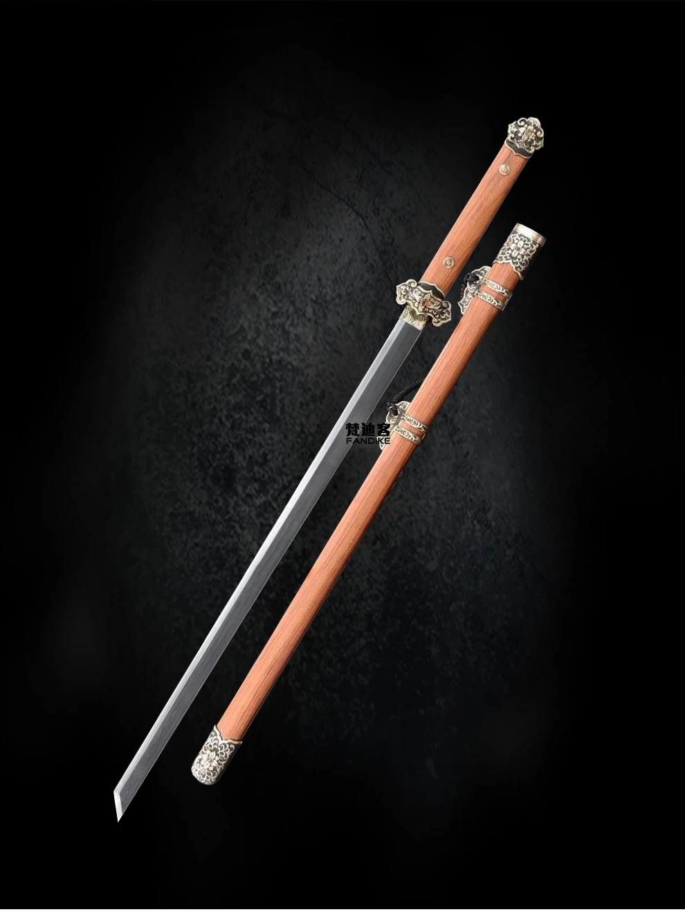 Handmade Folded steel Chinese sword long straight Tang dynasty Copper fittings knife Full tang