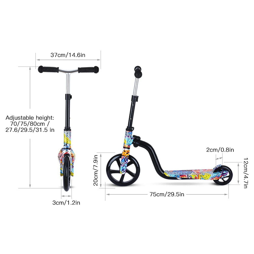 Scooter for Kids Big Wheels Scooter Folding Kick for Toddlers 3-8 Year with Adjustable Height Lightweight Gift