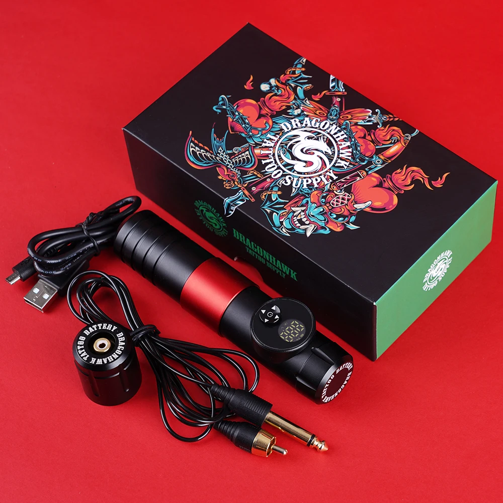 Hot Dragonhawk LED Display Wireless Battery Pen Rotary Tattoo Machine RCA Permanent Makeup Machine Accessories for Tattoo