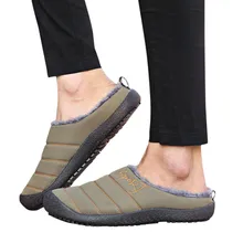 Зимние Теплые повседневные домашние бархатные Тапочки на плоской подошве для мужчин и женщин; удобная хлопковая обувь; большие размеры