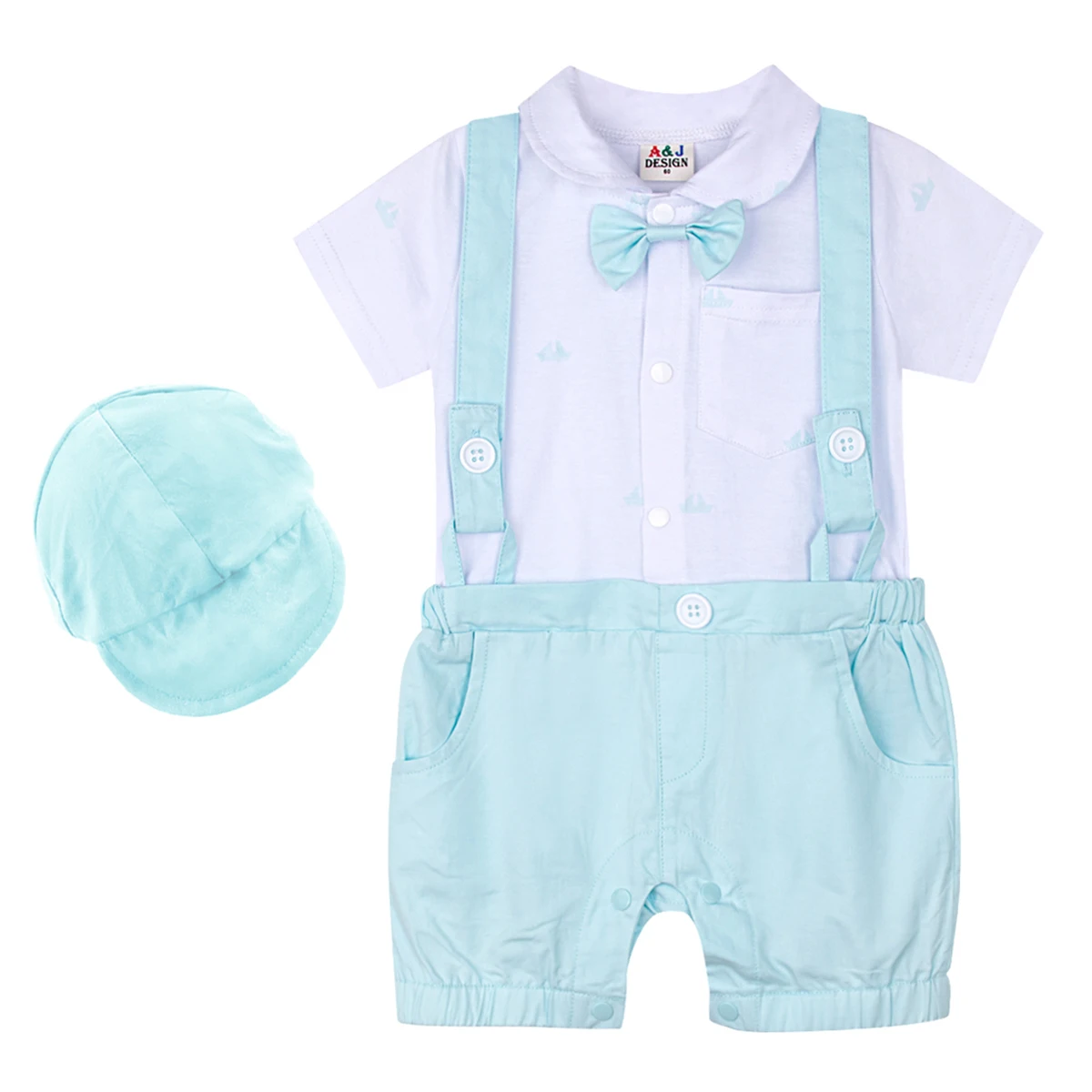 Romper with Hat-3 Комбинезон для маленьких мальчиков; костюм моряка для малышей; комбинезон на подтяжках; комбинезон с шапочкой; комплект короткой одежды на Хэллоуин для младенцев - Цвет: Romper with Hat-3