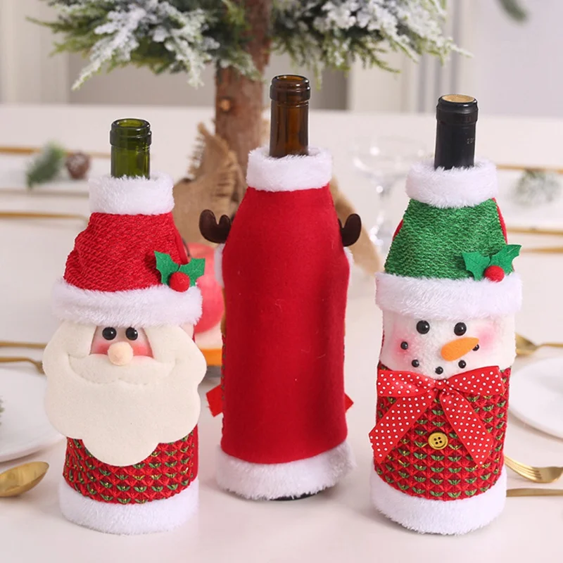 Рождественская бутылка вина крышка пылезащитные держатели для шампанского Рождественская вечеринка стол обеденное украшение дома праздничные принадлежности