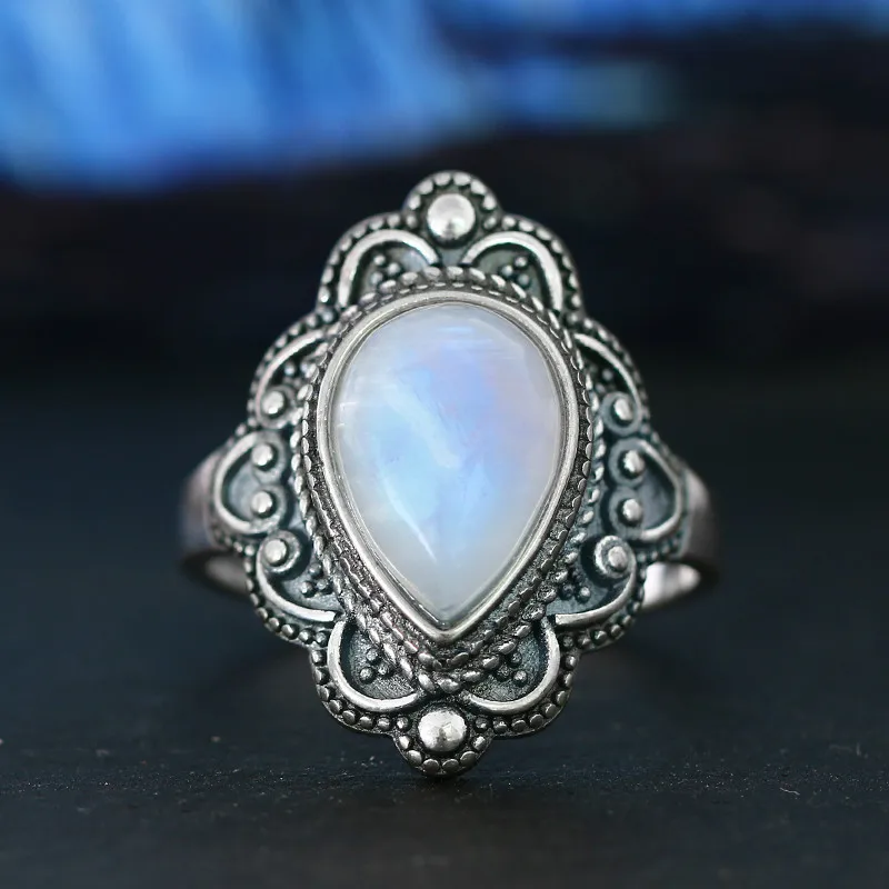 S925 Sterling Silver Rings Blue Sandstone Gemstone Rings Natural Moonstone Lapis Ruby Ring for Women Gift Fine Jewelry S925 Sterling Silver Rings Blue Sandstone Gemstone Rings Natural Moonstone Lapis Ruby Ring for Women Gift Fine Jewelry