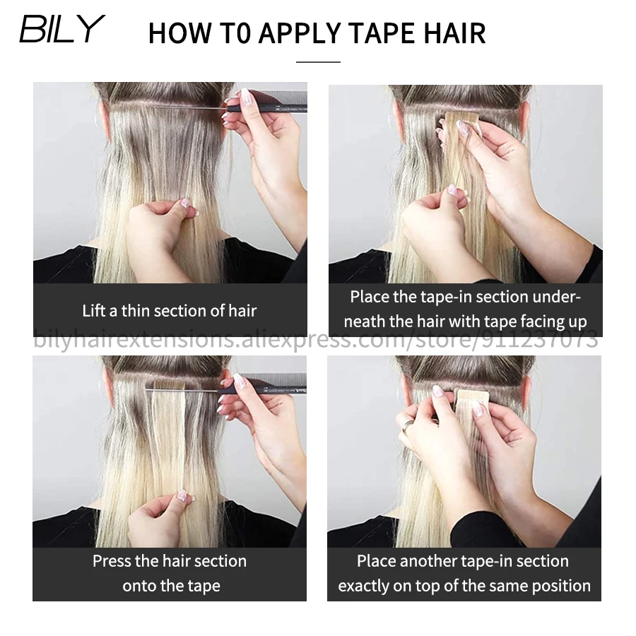 Fita em Extensões de Cabelo Humano sem Emenda Trama da Pele para o Salão de Beleza Bily Remy 100% Real Cabelo Ombre Loira Cor Invisível 10 - 24 6 sem emenda ombre loira cor invisível trama