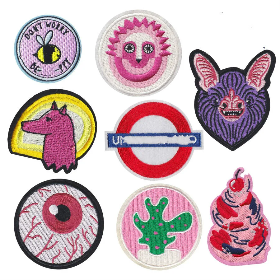 Wolf Animals Eyes Patches for Clothing Embroidered Appliques Iron on Bee Ice Cream Badges Stripes Rainbow Stickers Clothes | Дом и сад