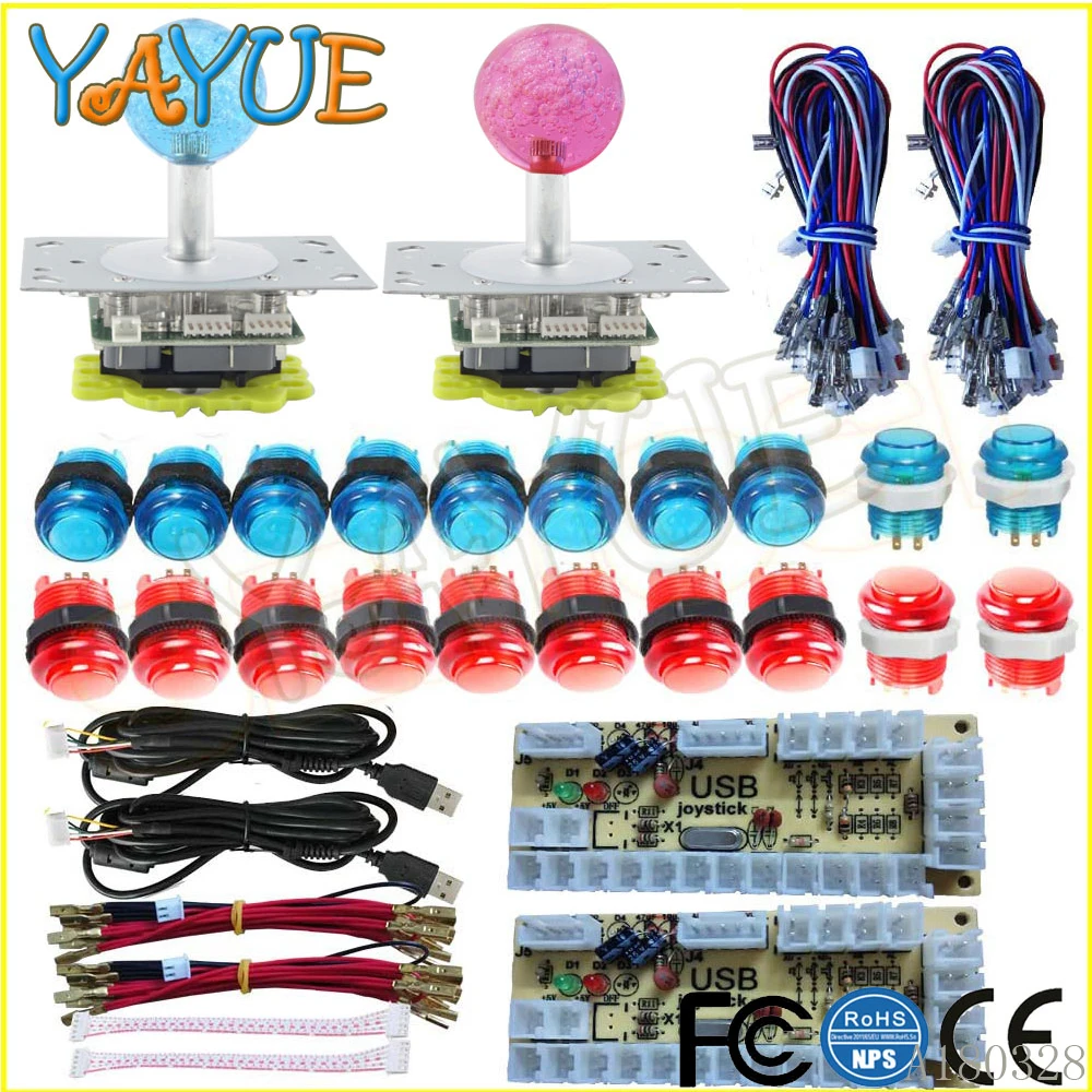 2 игрока классический аркадный конкурсный DIY комплект USB энкодер для ПК аркадный джойстик+ 5P освещенная наклейка+ светодиодный кнопки с подсветкой