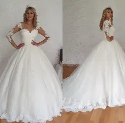 Богемное бальное платье Свадебные платья 2020 с длинным рукавом и аппликацией кружева Бохо свадебное платье развертки Шлейфы для свадебных