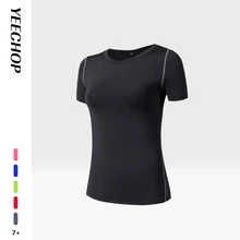 Женская эластичная бесшовная спортивная одежда с коротким рукавом, впитывает пот, удобная спортивная одежда, топ для йоги, фитнеса, тренировок, быстросохнущие футболки